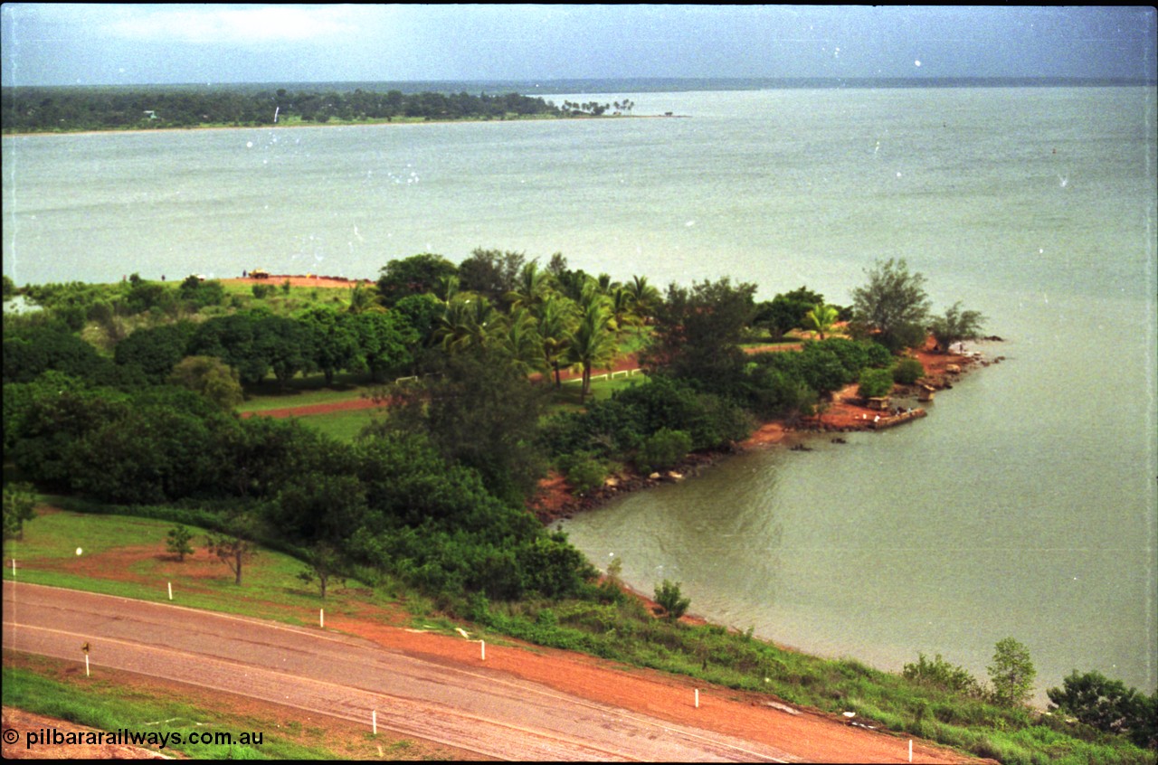 211-08
Weipa, Lorim Point park area viewed from the kaolin storage silos.
