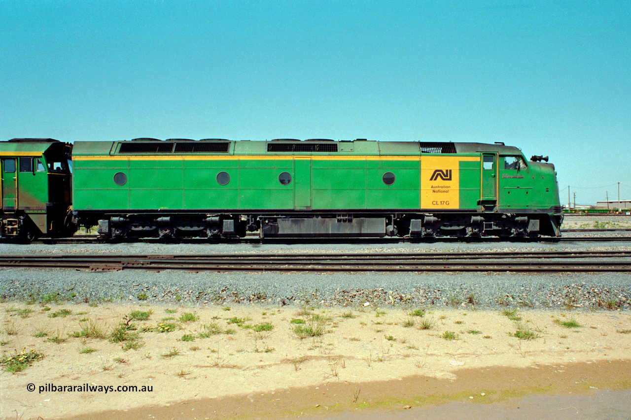 217-19
Dry Creek Motive Power Centre, Australian National's and the final Clyde Engineering EMD model AT26C Bulldog ever built as CL class CL 17 'William McMahon' serial 71-757.
Keywords: CL-class;CL17;Clyde-Engineering-Granville-NSW;EMD;AT26C;71-757;bulldog;