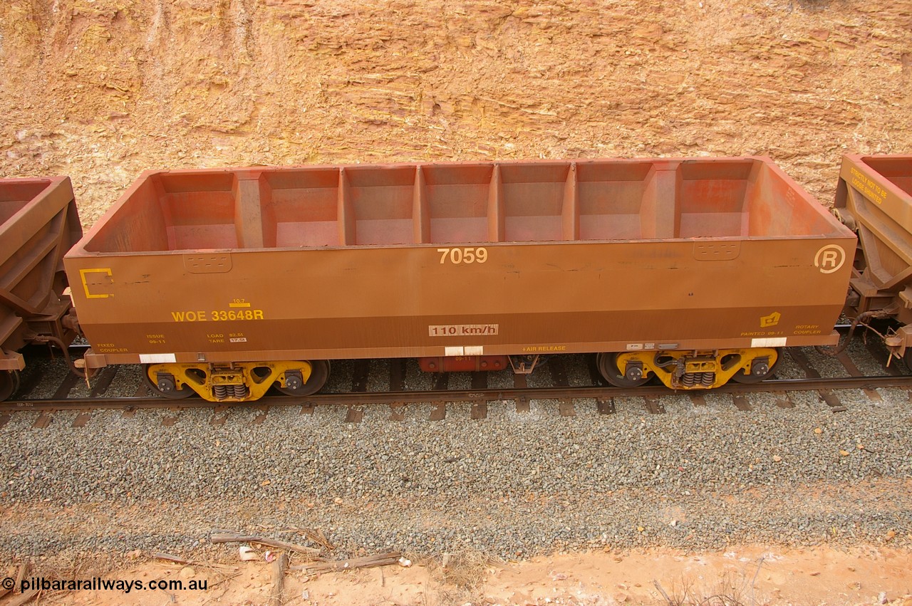 PD 09985
West Kalgoorlie, side view from above of United Group Rail built WOE type iron ore waggon WOE 33648, fleet number 7059.
Keywords: Peter-D-Image;WOE-type;WOE33648;United-Group-Rail-WA;R0067-060;