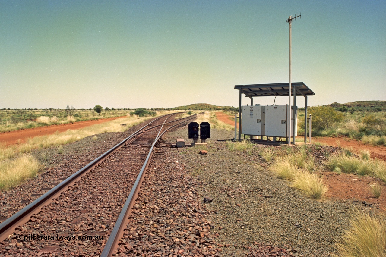 220-07
Rubin Junction looking west from the eastern end, the line off to the right is the line to Nimingarra Mine with the straight continuing onto Hedland.
