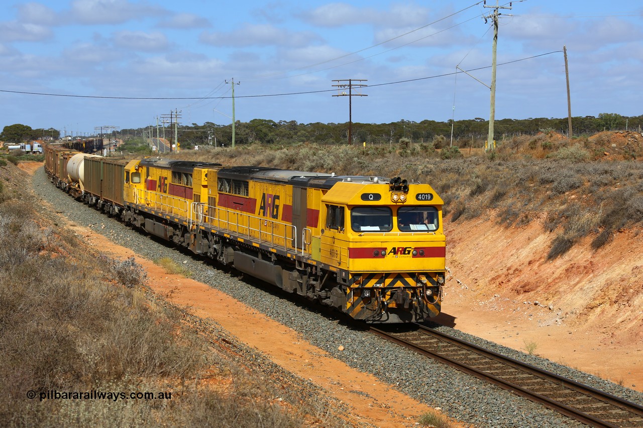 161112 3023
West Kalgoorlie, following a loco and crew change loaded sulphur train 6029 continues onto Malcolm behind the final two Clyde Engineering EMD model GT46C Q class units Q 4019 (originally Q 319) serial 98-1472 and Q 4018 (originally Q 318) serial 98-1471 as it crosses Gateacre Rd.
Keywords: Q-class;Q4019;Clyde-Engineering-Forrestfield-WA;EMD;GT46C;98-1472;Q319;