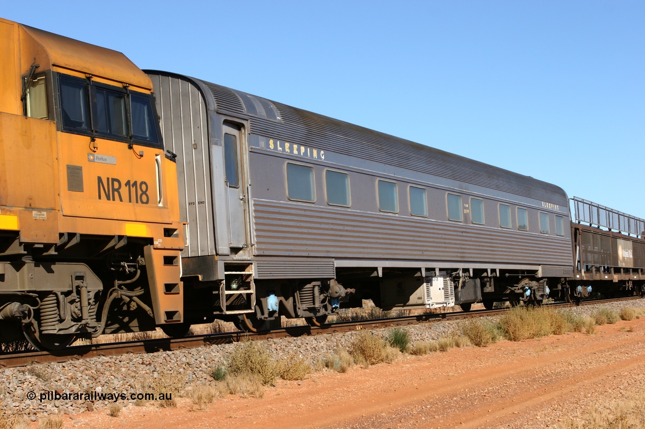 070530 9520
Parkeston, Pacific National FAM type crew accommodation coach FAM 2389 on train 3PM6, built for the NSWGR by Comeng NSW in 1976 as part of a batch of ten FAM type twinette sleeper cars, FAM 2389 was also the Lithgow breakdown train accommodation car for a time, converted to a crew car by Bluebird Rail at Islington in September 2005.
Keywords: FAM-type;FAM2389;Comeng-NSW;