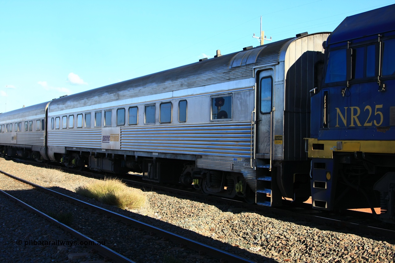 100602 8709
Parkeston, Pacific National RZBY type crew accommodation car RZBY 911, built by Comeng NSW as ER type stainless steel air conditioned crew dormitory car ER 211 in 1969, renumbered to ER 911 in 1974, sold to National Rail and converted to crew car in 1997.
Keywords: RZBY-type;RZBY911;Comeng-NSW;ER-type;ER211;ER911;