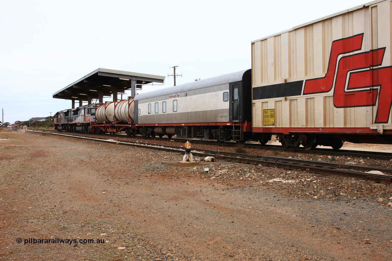 100605 9150
Parkeston, SCT crew accommodation coach PSDS type PSDS 02280 'Peterborough Boys' converted by Gemco WA in 2008 from former Comeng NSW built SDS class sitting car SDS 2280 for the NSWGR.
Keywords: PSDS-type;PSDS02280;Comeng-NSW;SDS-class;