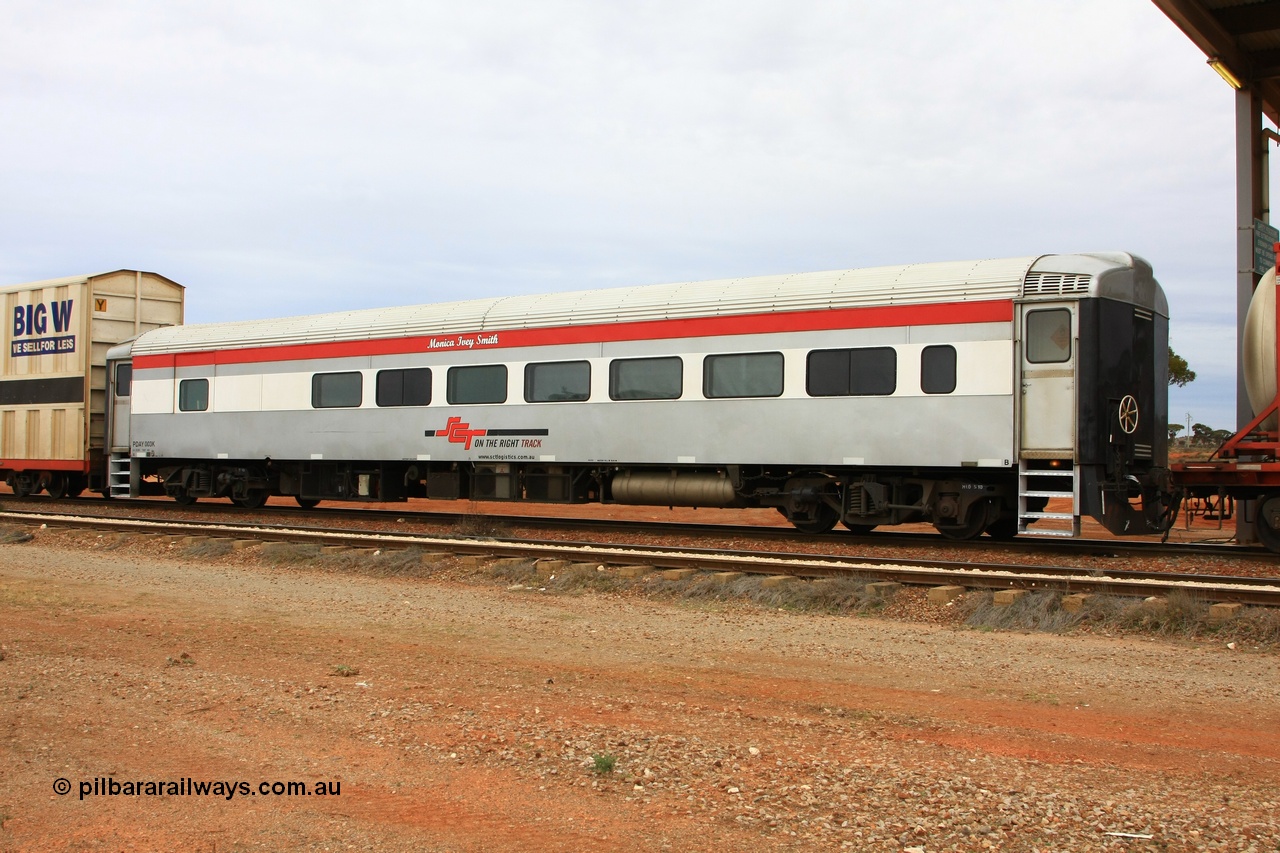 100605 9187
Parkeston, SCT crew accommodation coach PSDS type PSDS 02280 'Peterborough Boys' converted by Gemco WA in 2008 from former Comeng NSW built SDS class sitting car SDS 2280 for the NSWGR.
Keywords: PSDS-type;PSDS02280;Comeng-NSW;SDS-class;