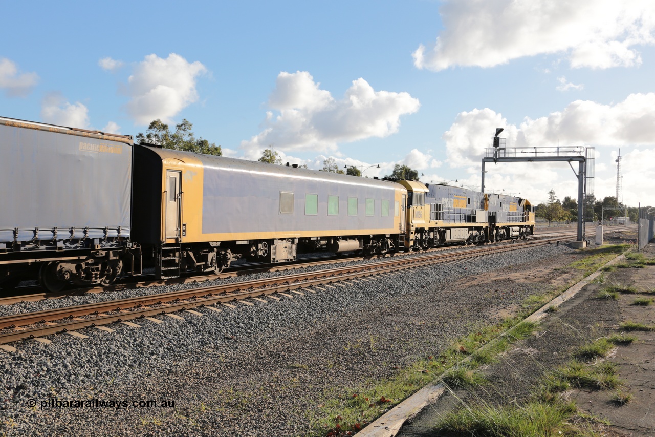 140601 4696
Midland, Pacific National crew accommodation coach BRS 222, built by Victorian Railways Newport Workshops in 1952 as AS 16 First class, to BRS 2, then BS 222. Leased and then sold to West Coast Rail in 1995, and then sold to Pacific National in 2004.
Keywords: BRS-type;BRS222;Victorian-Railways-Newport-WS;AS-type;AS16;BRS-type;BRS2;BS-type;BS222;