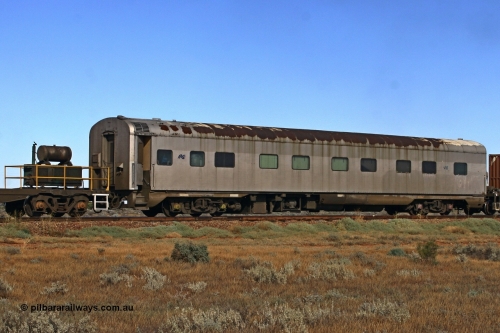 060107 1739
Tent Hill, GWA ECA type crew accommodation coach ECA 133 on Pacific National train 6SP5. PN had hired the car off GWA at the time. ECA 133 was built by Comeng NSW in 1964 as a BRE type second class, air conditioned, twin berth staggered corridor steel sleeping car BRE 133. Scrapped at Dry Creek in December 2014. 7th January 2006.
Keywords: ECA-type;ECA133;Comeng-NSW;BRE-type;BRE133;