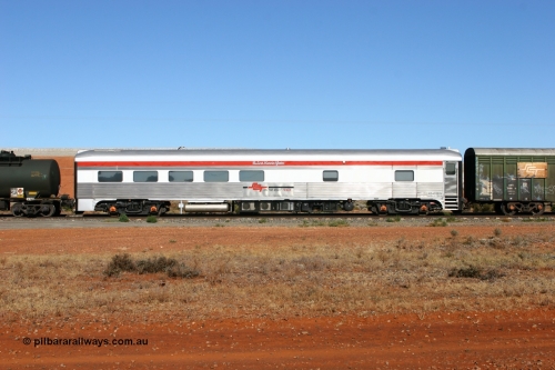 060528 4257
Parkeston, SCT PDAY type crew accommodation car PDAY 001 'Robert Mervin Yates', built by SAR Islington Workshops as a 250 type Bluebird second class railcar number 253 and named 'Pelican' in 1955, written off in 1995 and sold and eventually converted to a crew car by Bluebird Rail Services in 2005.
Keywords: PDAY-type;PDAY001;SAR-Islington-WS;Bluebird;250-type;