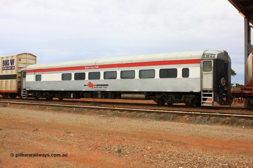 100605 9187
Parkeston, SCT crew accommodation coach PSDS type PSDS 02280 'Peterborough Boys' converted by Gemco WA in 2008 from former Comeng NSW built SDS class sitting car SDS 2280 for the NSWGR.
Keywords: PSDS-type;PSDS02280;Comeng-NSW;SDS-class;