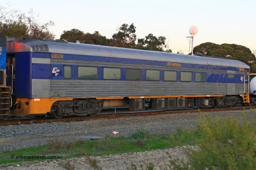 100608 9912
Forrestfield, CFCLA leased crew accommodation coach CDBY type CDBY 255 'Curlew', originally built by SAR Islington Workshops in 1956 as a Bluebird railcar 'Curlew', later numbered 802 in National Rail service, then to CDBY 255 when converted to crew coach in 2007.
Keywords: CDBY-type;CDBY255;SAR-Islington-WS;Bluebird;250-type;