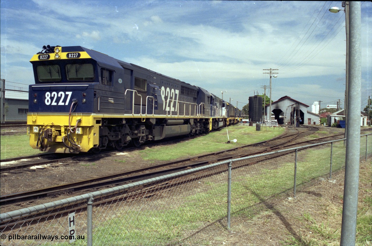 187-22
Yeerongpilly locomotive depot, Freight Rail 82 class Clyde Engineering built EMD model JT42C unit 8227 serial 94-1334. [url=https://goo.gl/maps/MTvf4SEKLkJ2]GeoData[/url].
Keywords: 82-class;8227;Clyde-Engineering-Braemar-NSW;EMD;JT42C;94-1334;