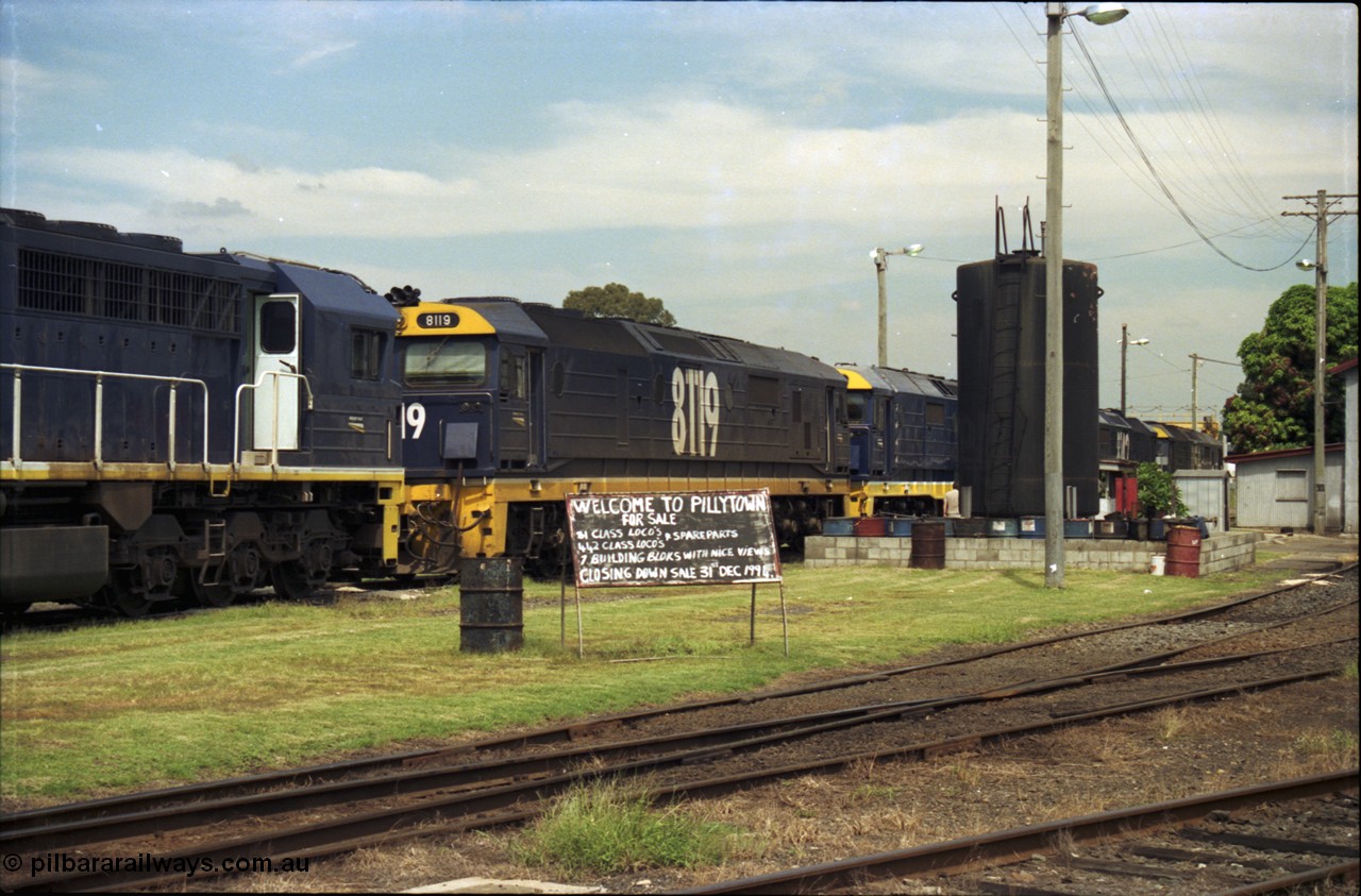 187-26
Yeerongpilly, Queensland. NSW standard gauge Clyde Engineering built EMD model JT26C-2SS 81 class 8119 serial 83-1038. [url=https://goo.gl/maps/MTvf4SEKLkJ2]GeoData[/url].
Keywords: 81-class;8119;Clyde-Engineering-Kelso-NSW;EMD;JT26C-2SS;83-1038;