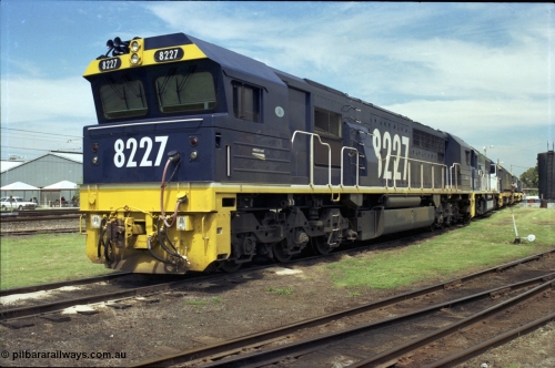 187-23
Yeerongpilly locomotive depot, Freight Rail 82 class Clyde Engineering built EMD model JT42C unit 8227 serial 94-1334. [url=https://goo.gl/maps/MTvf4SEKLkJ2]GeoData[/url].
Keywords: 82-class;8227;Clyde-Engineering-Braemar-NSW;EMD;JT42C;94-1334;