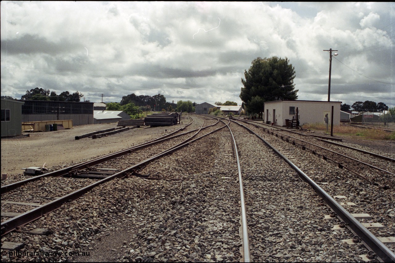 188-14
Wagga Wagga, located 521 km from Sydney on the NSW Main South, looking north the Tumbarumba branch line is running past the fettlers shed with the Loco Siding and turntable behind it, the mainline is curving around to the left. Geo [url=https://goo.gl/maps/UvQTy2UvaU92]Data[/url].

