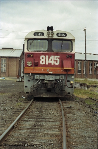 188-30
Junee, NSWSRA standard gauge locomotive depot, 81 class unit 8145 serial 84-1064, Clyde Engineering built EMD model JT26C-2SS.
Keywords: 81-cLass;8145;Clyde-Engineering-Kelso-NSW;EMD;JT26C-2SS;84-1064;