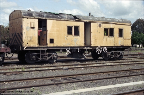 190-17
Cootamundra, NSW Main South, departmental ballast plough W 1050 an NZBF type bogie ballast plough, originally coded BBP and built in 1970 by the NSWGR workshops.
Keywords: NZBF-type;BBP-type;NSWGR-workshops;W1050;