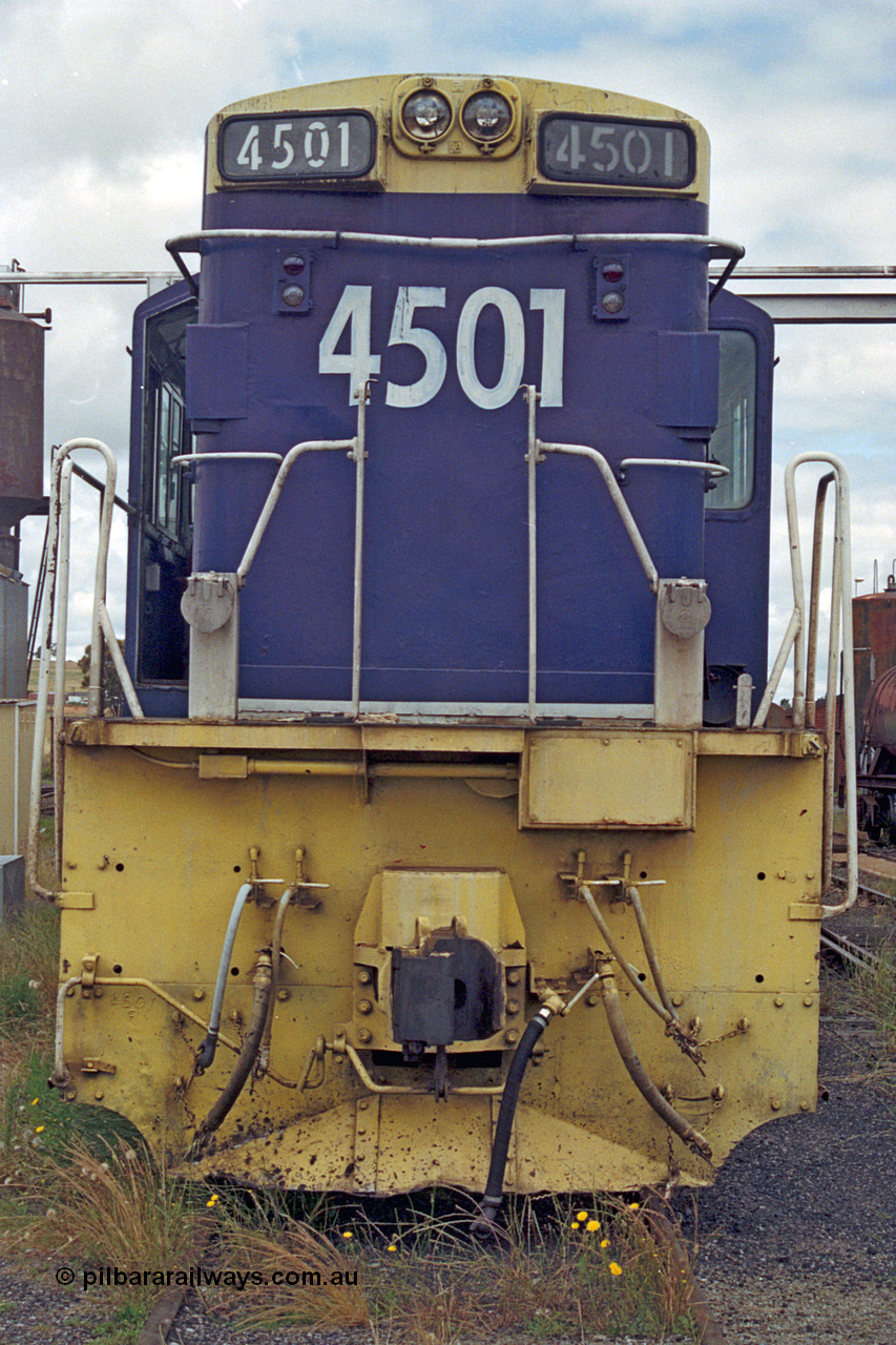 192-20
Junee, NSWSRA standard gauge locomotive depot, class leader of the NSWGR 45 class 4501 an ALCo RSD-20 or DL-541 built by AE Goodwin in 1962 with serial 84143.
Keywords: 45-class;4501;AE-Goodwin;ALCo;RSD-20;DL-541;84143;
