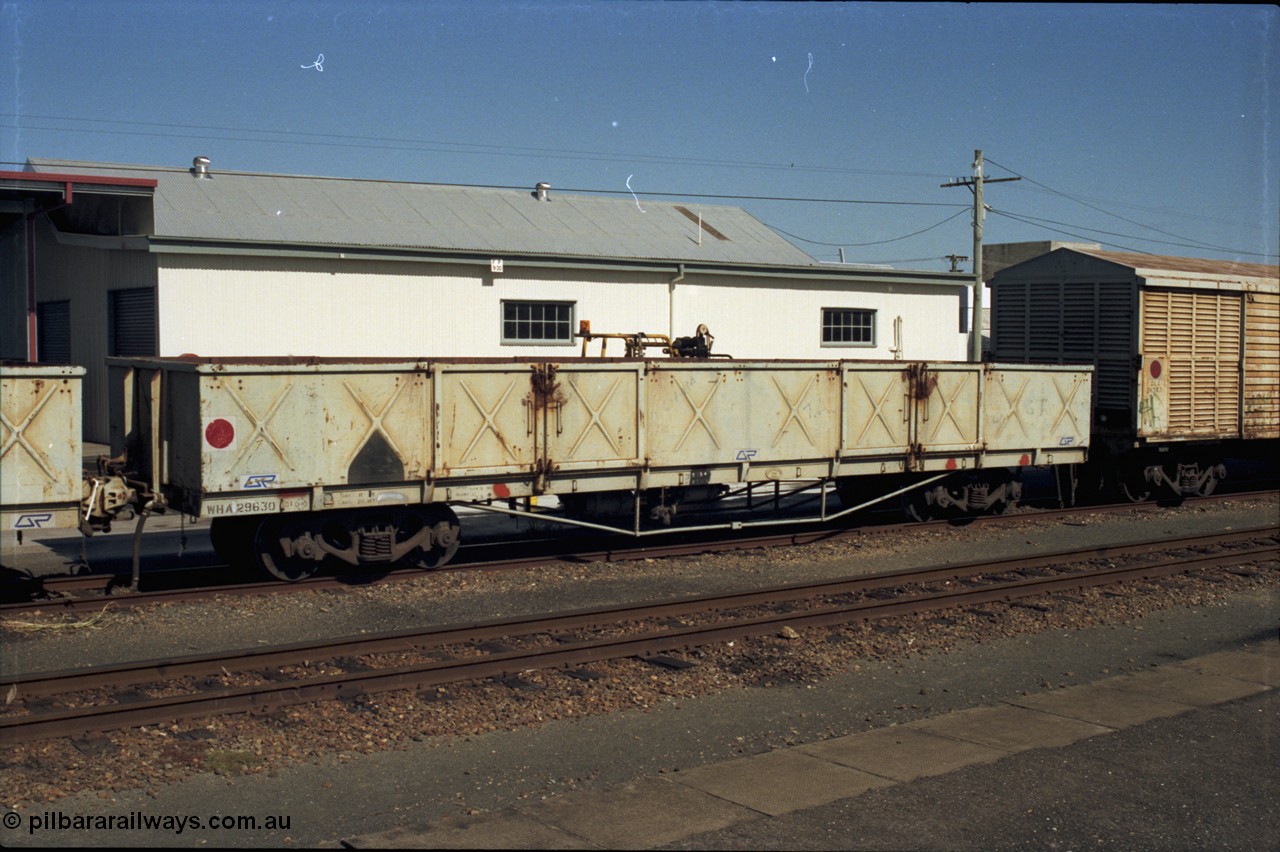 193-26
Gympie yard, WHA type open grain waggon WHA 29630, originally built by Evans Deakin Qld in 1955-56 as a WH type open waggon.
Keywords: WHA-type;WHA29630;Evans-Deakin-Qld;WH-type;