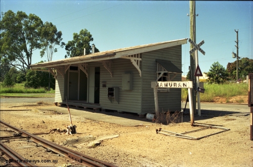 193-02
Wamuran station building from the western end. The line through Wamuran opened on December 6, 1909 and was extended to Kilcoy by 1914, then Wamuran became the terminus on the July 1, 1964. This station building now resides at the Australian Narrow Gauge Railway Museum Society in Woodford.
