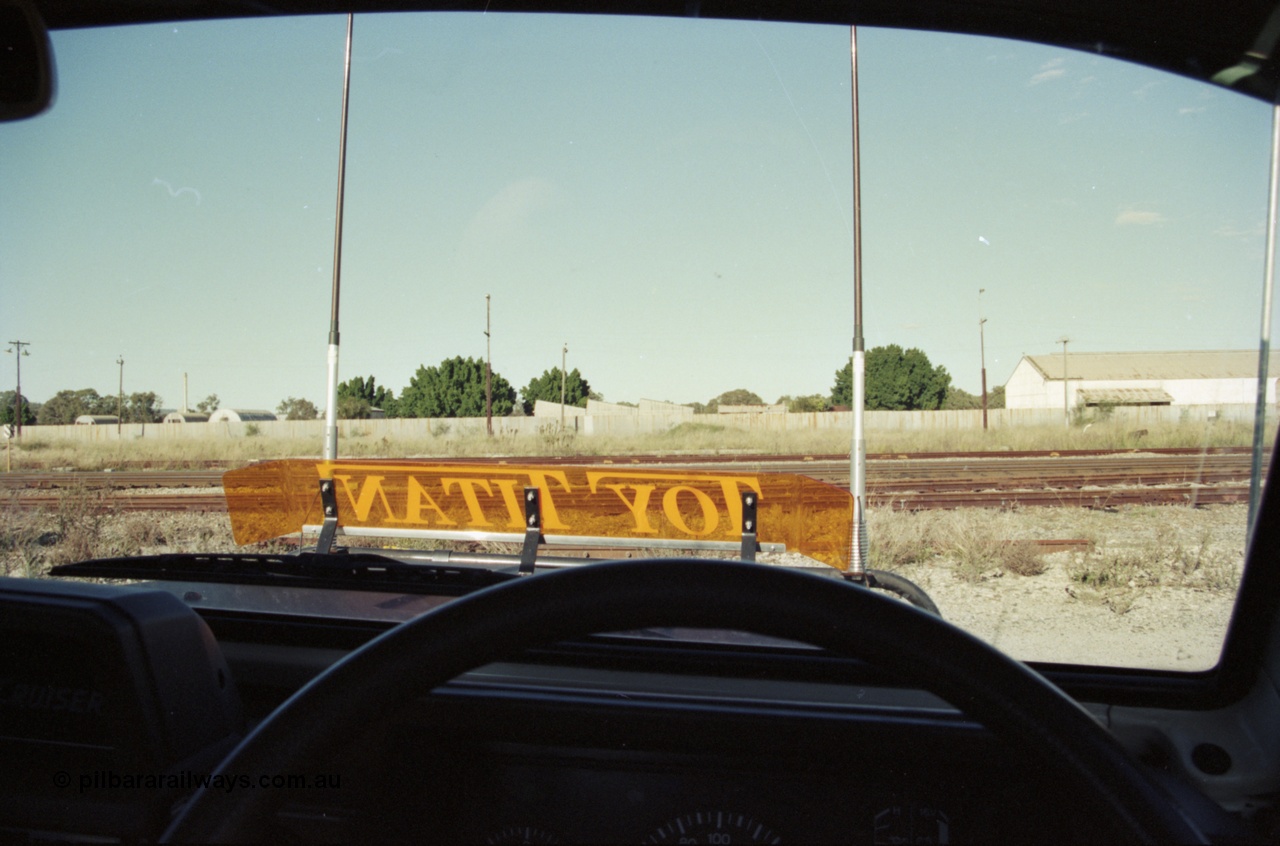 200-36
Midland, view from inside car looking across tracks to Midland Workshops.
