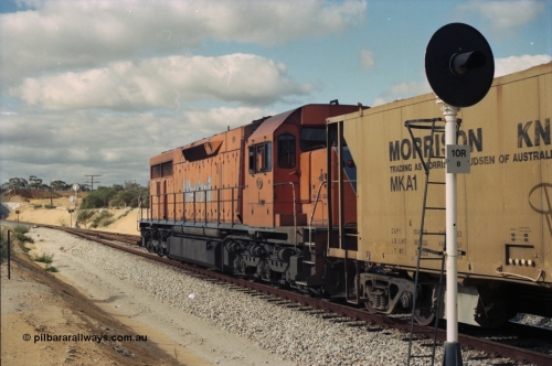 200-04
Moorine Rock, Westrail L class 271 Clyde Engineering EMD model GT26C serial 69-620 runs through the loop with the ballast cleaning train known as the Circus Train June 22, 1997.
Keywords: L-class;L271;Clyde-Engineering-Granville-NSW;EMD;GT26C;69-620;