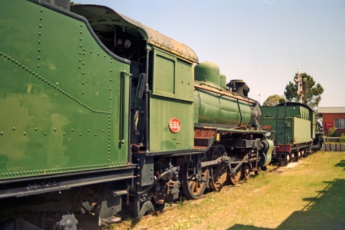 208-1-04
Bassendean, Rail Heritage WA Museum, exhibit #16, U class Pacific 4-6-2 oil burning steam engine U 655, one of fourteen units built by North British Locomotive Co. in 1942 for war service in North Africa, but never deployed. Introduced in 1947, U 655 spent eighteen months being the Bassendean shunter before being condemned in 1970 and donated to the Museum in 1972.
