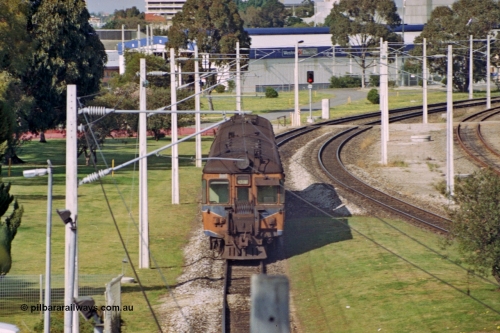 208-2-10
East Perth, narrow gauge Trans Perth two car set with Cravens of Sheffield, England built ADG class on the rear of a Perth bound service.
