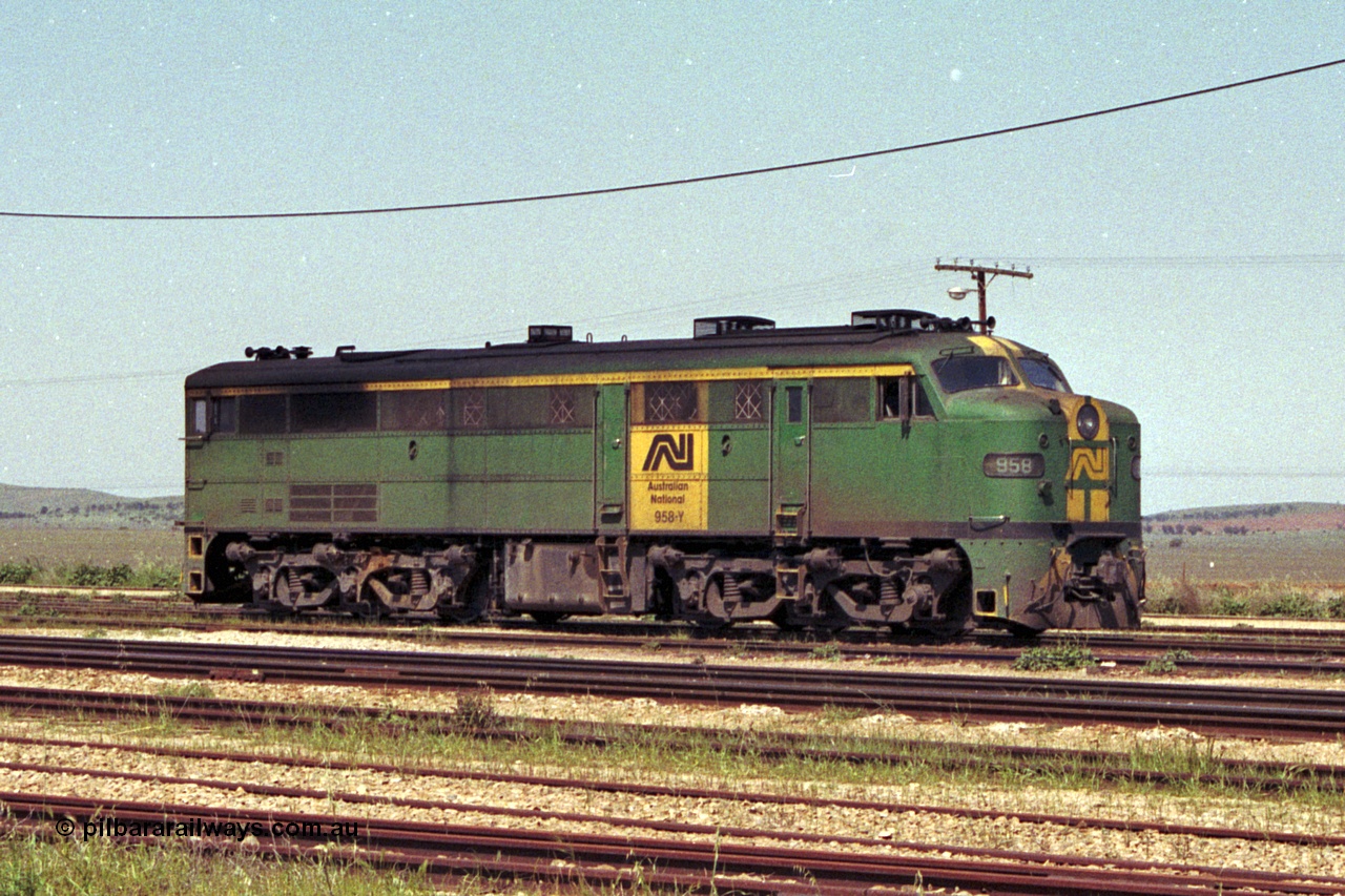 215-15
Peterborough, AN liveried 930 class locomotive 958 AE Goodwin built ALCo model DL500B serial G3388-1 sits in the dual gauge yard.
Keywords: 930-class;958;AE-Goodwin;ALCo;DL500B;G3388-1;