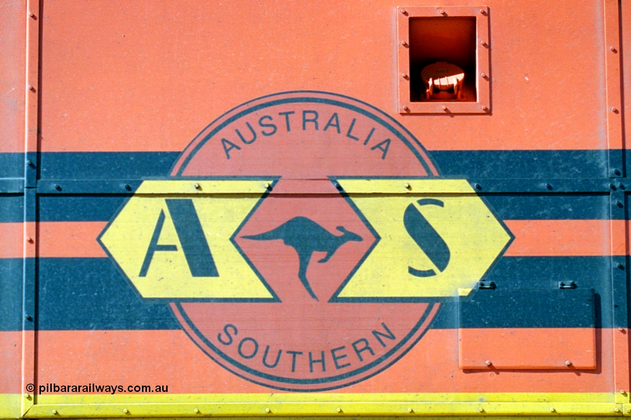 244-08
Port Augusta yard, Australian Southern decal on the side of ALF 20.
