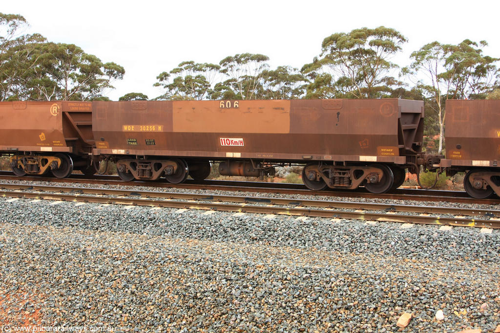 100822 5872
WOE type iron ore waggon WOE 30256 is one of a batch of one hundred and thirty built by Goninan WA between March and August 2001 with serial number 950092-006 and fleet number 606 for Koolyanobbing iron ore operations, Binduli Triangle 22nd August 2010.
Keywords: WOE-type;WOE30256;Goninan-WA;950092-006;