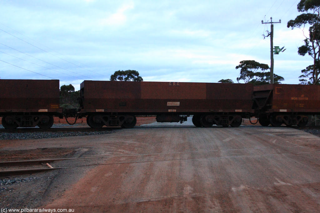 100822 6294
WOE type iron ore waggon WOE 31102 is one of a batch of one hundred and thirty built by Goninan WA between March and August 2001 with serial number 950092-092 and fleet number 686 for Koolyanobbing iron ore operations, on empty train 1416 at Hampton, 22nd August 2010.
Keywords: WOE-type;WOE31102;Goninan-WA;950092-092;