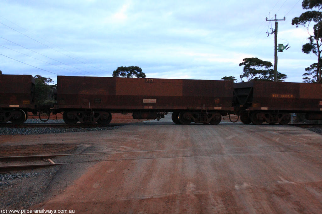 100822 6320
WOE type iron ore waggon WOE 31135 is one of a batch of one hundred and thirty built by Goninan WA between March and August 2001 with serial number 950092-125 and fleet number 717 for Koolyanobbing iron ore operations, on empty train 1416 at Hampton, 22nd August 2010.
Keywords: WOE-type;WOE31135;Goninan-WA;950092-125;