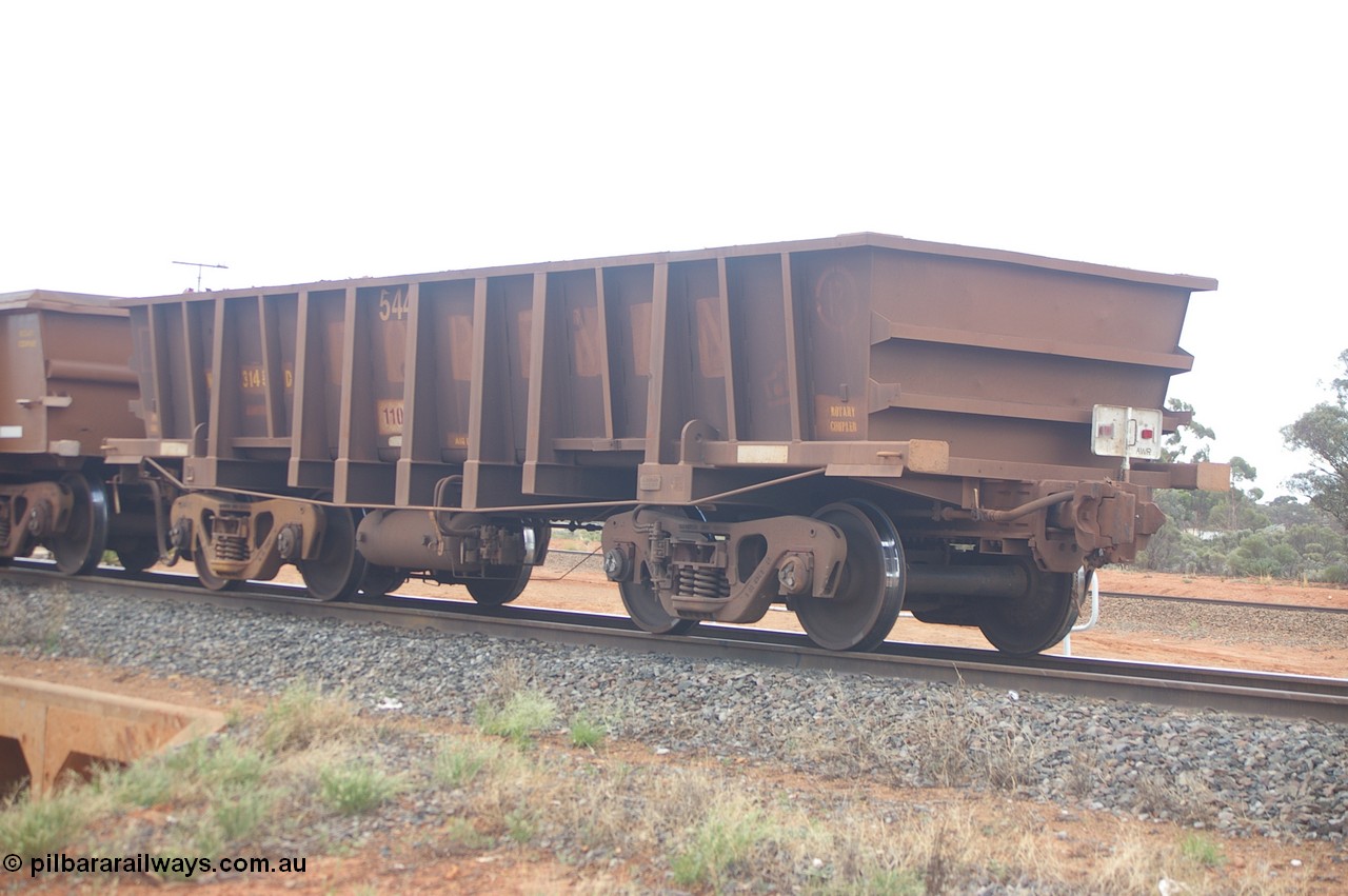PD 12411
WOD type iron ore waggon WOD 31481 is one of a batch of sixty two built by Goninan WA between April and August 2000 with serial number 950086-053 and fleet number 542 for Koolyanobbing iron ore operations with a 75 ton capacity for Portman Mining to cart their Koolyanobbing iron ore to Esperance, now with PORTMAN painted out, plain end of train device fitted, Binduli 17th Feb 2013.
Keywords: Peter-D-Image;WOD-type;WOD31481;Goninan-WA;950086-053;