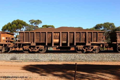060528 4595
WOD type iron ore waggon WOD 31489 is one of a batch of sixty two built by Goninan WA between April and August 2000 with serial number 950086-061 and fleet number 552 for Koolyanobbing iron ore operations with a 75 ton capacity build date 07/2000, for Portman Mining to cart their Koolyanobbing iron ore to Esperance. Seen here loaded with fines in train 413 at Bonnie Vale, May 28, 2006.
Keywords: WOD-type;WOD31489;Goninan-WA;950086-061;