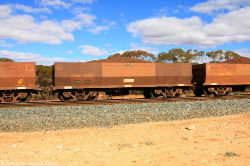 100731 02858
WOE type iron ore waggon WOE 31146 is one of a batch of fifteen built by Goninan WA between April and May 2002 with fleet number 728 for Koolyanobbing iron ore operations, on loaded train 7415 at Binduli Triangle, July 31, 2010.
Keywords: WOE-type;WOE31146;Goninan-WA;