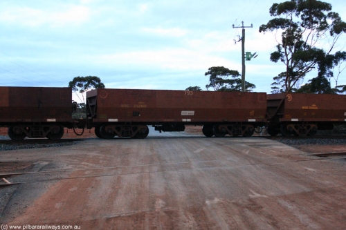 100822 6249
WOE type iron ore waggon WOE 33294 is one of a batch of thirty five built by United Goninan WA between January and April 2005 with serial number 950104-034 and fleet number 793 for Koolyanobbing iron ore operations, on empty train 1416 at Hampton, August 22, 2010.
Keywords: WOE-type;WOE33294;United-Goninan-WA;950104-034;