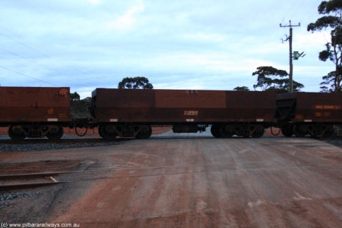 100822 6292
WOE type iron ore waggon WOE 31080 is one of a batch of one hundred and thirty built by Goninan WA between March and August 2001 with serial number 950092-070 and fleet number 665 for Koolyanobbing iron ore operations, on empty train 1416 at Hampton, August 22, 2010.
Keywords: WOE-type;WOE31080;Goninan-WA;950092-070;