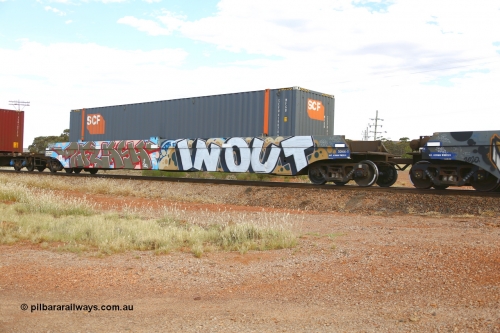 210407 9868
Parkeston, 2MP5 intermodal train, CQWY type well waggon 5044 well 1 with an SCF MFGB type 48' container SCFU 419070. The CQWY well waggon pairs were built by Bluebird Rail Operations SA in a batch of sixty pairs in 2008 for CFCLA.
Keywords: CQWY-type;CQWY5044;CFCLA;Bluebird-Rail-Operations-SA;