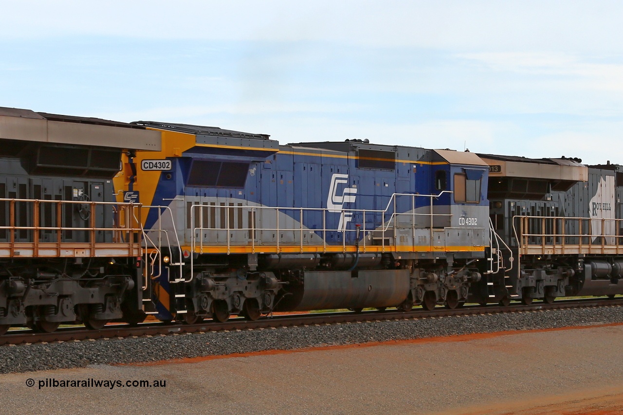 180117 1148
Great Northern Highway, 18 km grade crossing sees CFCLA Goninan ALCo to GE rebuild CM40-8M unit CD 4302 originally Robe River Comeng NSW built ALCo M636 serial C6103-1 #9421, rebuilt by Goninan in 1993 with serial 8297-2/93-137 then to CFCLA in 2012 powering a loaded fuel train as part of the mainline testing of these units prior to ore train service. 17th January 2018.
Keywords: CD-class;CD4302;CFCLA;Goninan;GE;CM40-8M;8297-2/93-137;rebuild;Comeng-NSW;ALCo;M636;9421;C6103-1;
