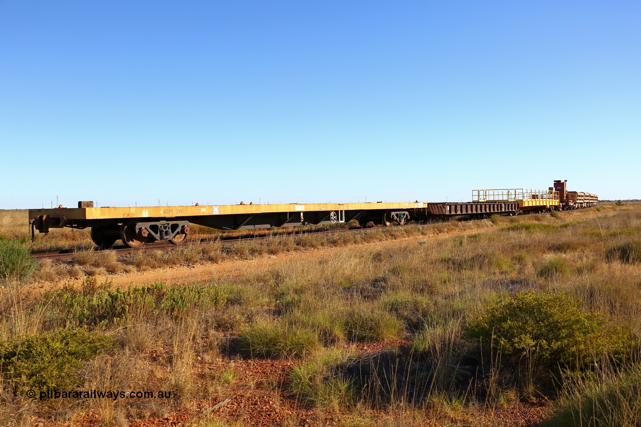 180527 1207
Pippingarra, near the 17 km on the former Goldsworthy line, BHP has stored some redundant service waggons, flat waggon AQPY 2916 , the two heavy weight waggons, the old winch and crib waggons from the steel train and Difco side dumps. Looking west. 27th May 2018. [url=https://goo.gl/maps/duWQ1f8kqf92]GeoData[/url].
