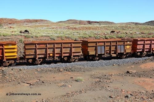 180616 1826
Emu Siding, Bradken NSW built S series ore waggon pair 1830 'master' and 6840 'slave' with HI ownership marks setup as an instrumented ore waggon pair, seen here in an empty train. 16th June 2018.
Keywords: 1830;6840;Bradken-NSW;S-series;