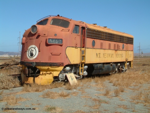 050109 092857
Pilbara Railways Historical Society, 5450 a USA built EMD model F7A serial 8970 and frame 3006-A9, built Jan-1950 for Western Pacific Railroad as 917-A, imported for the Mt Newman Mining Co. to construct their Port Hedland to Newman railway in December 1967. 9th October 2005.
Keywords: 5450;EMD;F7A;8970;917-A;3006-A9