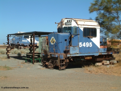 050109 093033
Pilbara Railways Historical Society, the cab from scrapped Australian built MLW M636 model MLW ALCo by Comeng NSW 5495 serial C6084-11 built in Nov-1974. Sister complete unit 5502 can be seen beyond the ALCo crank and cam shafts holding up the veranda. 9th October 2005.
Keywords: 5495;Comeng-NSW;MLW-ALCo;M636;C6084-11