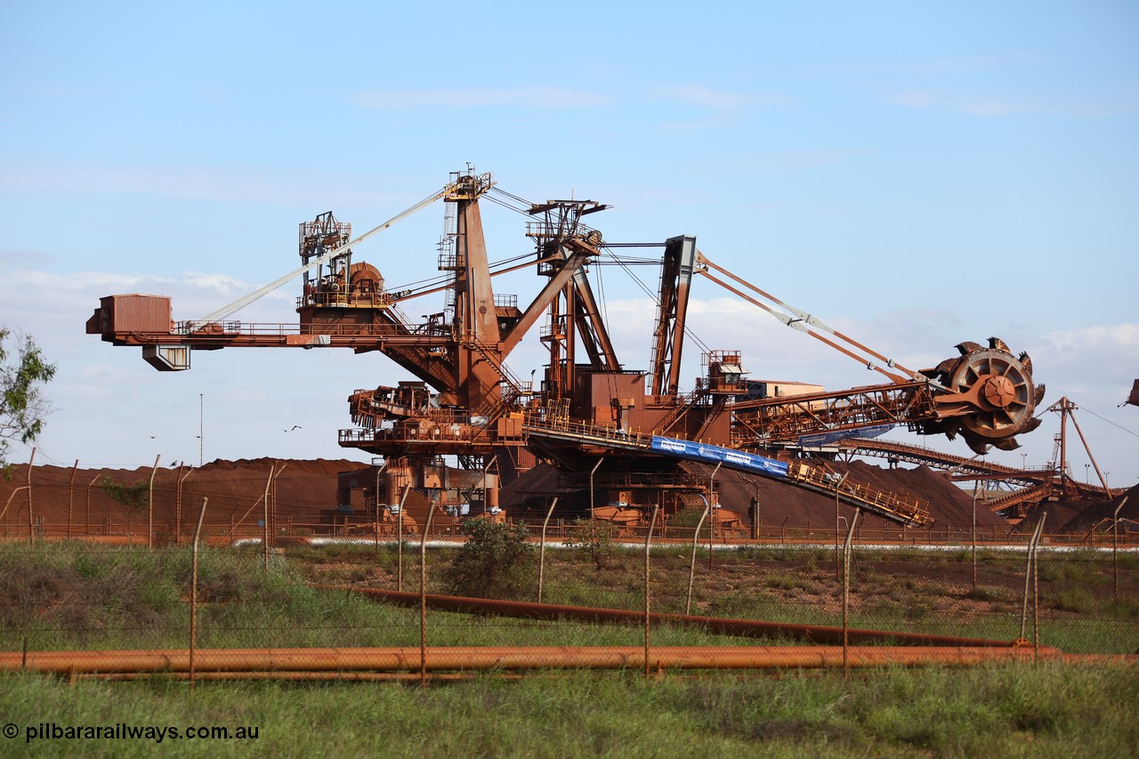 150518 8119
BHP Iron Ore old and retired ore stacker #4 and bucket wheel reclaimer #4 are blown apart to aid in the scrapping process.
