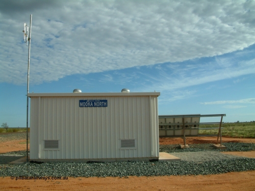 040407 075131
Mooka Siding, Mooka North location relay room with solar panel array and radio link mast visible. 7th April 2004.
