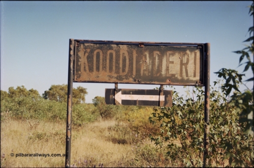 207-00
Koodaideri (spelt wrong) turnoff sign on the Wittenoom - Roy Hill Rd. [url=https://maps.app.goo.gl/We15nYmSVXAi6Kzq8]Geo location[/url].
