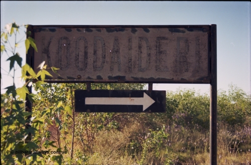 207-01
Koodaideri sign on the Wittenoom - Roy Hill Rd. [url=https://maps.app.goo.gl/We15nYmSVXAi6Kzq8]Geo location[/url].

