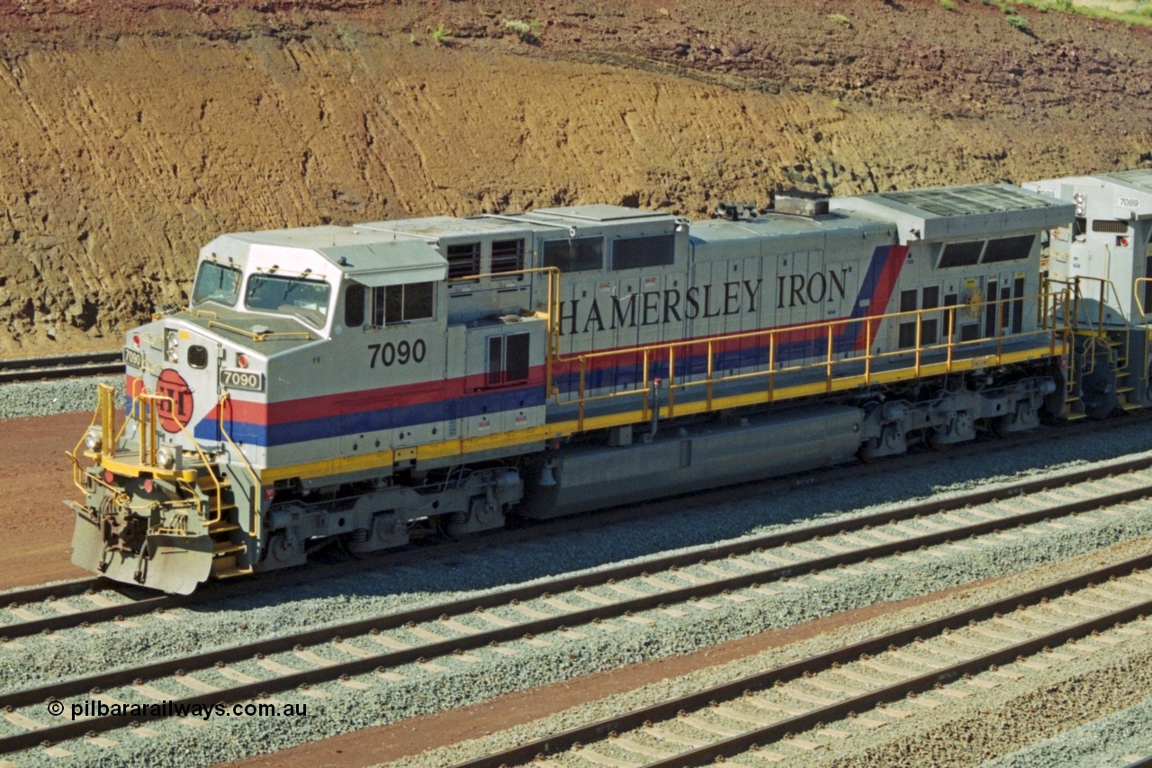 218-30
Yandicoogina or HIY as Hamersley Iron identify it, located 445 km from Parker Point yard in Dampier. Bank engine units General Electric Dash 9-44CW models 7090 serial 47769 and 7089 idle away waiting their next loaded train to push out.
Keywords: 7090;GE;Dash-9-44CW;47769;