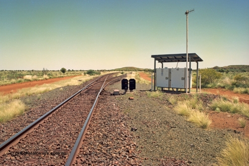 220-07
Rubin Junction looking west from the eastern end, the line off to the right is the line to Nimingarra Mine with the straight continuing onto Hedland.
