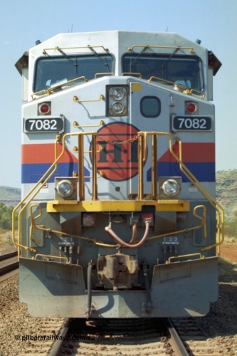 223-22
Possum Siding, Hamersley Iron loco 7082 a General Electric built Dash 9-44CW serial 47761 leads sister unit 7080 with an empty train just inside the loop waiting to effect a crew change. 21st October 2000
Keywords: 7082;GE;Dash-9-44CW;47761;